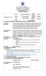 Grade 7 English: Subjects and Predicates Lesson