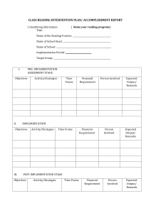 Reading Intervention Plan & Report Template