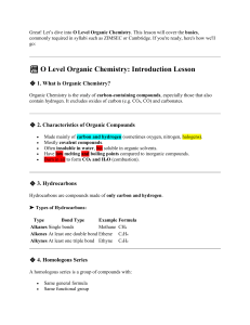 O Level Organic Chemistry: Introduction & Reactions