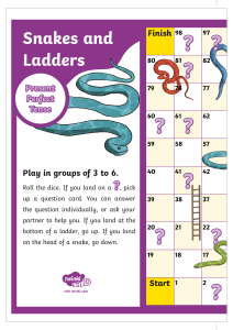 Snakes and Ladders: Present Perfect Tense Game