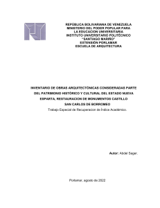 Patrimonio Arquitect&oacute;nico de Nueva Esparta y Restauraci&oacute;n