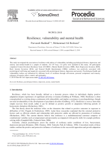 Resilience, Vulnerability & Mental Health in Students