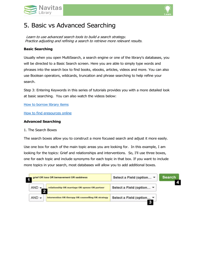 Basic vs Advanced Library Search Techniques
