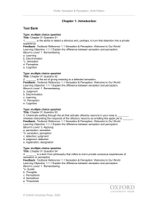 Sensation & Perception Test Bank: Chapter 1 Questions