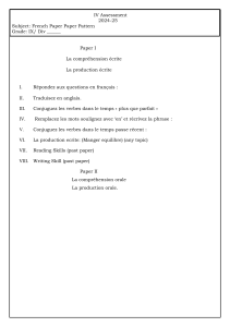 Mod&egrave;le d'examen de fran&ccedil;ais - Classe de 9e