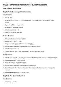 IGCSE Further Pure Math Revision Questions: Surds, Quadratics