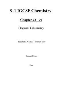 IGCSE Chemistry: Organic Chemistry Worksheet