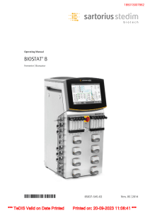 BIOSTAT&reg; B Fermenter/Bioreactor Operating Manual