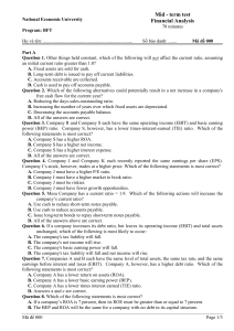 Financial Analysis Mid-Term Test - College Level