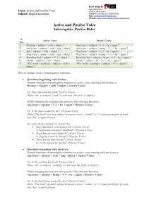 Active and Passive Voice: Interrogative Rules