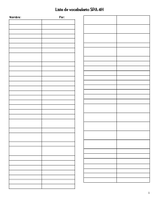 Lista de vocabulario español SPA 4H