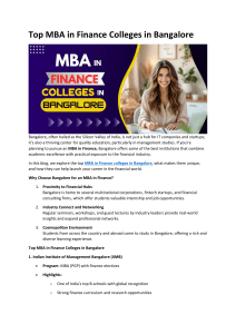 Top MBA Finance Colleges in Bangalore | Programs & Highlights