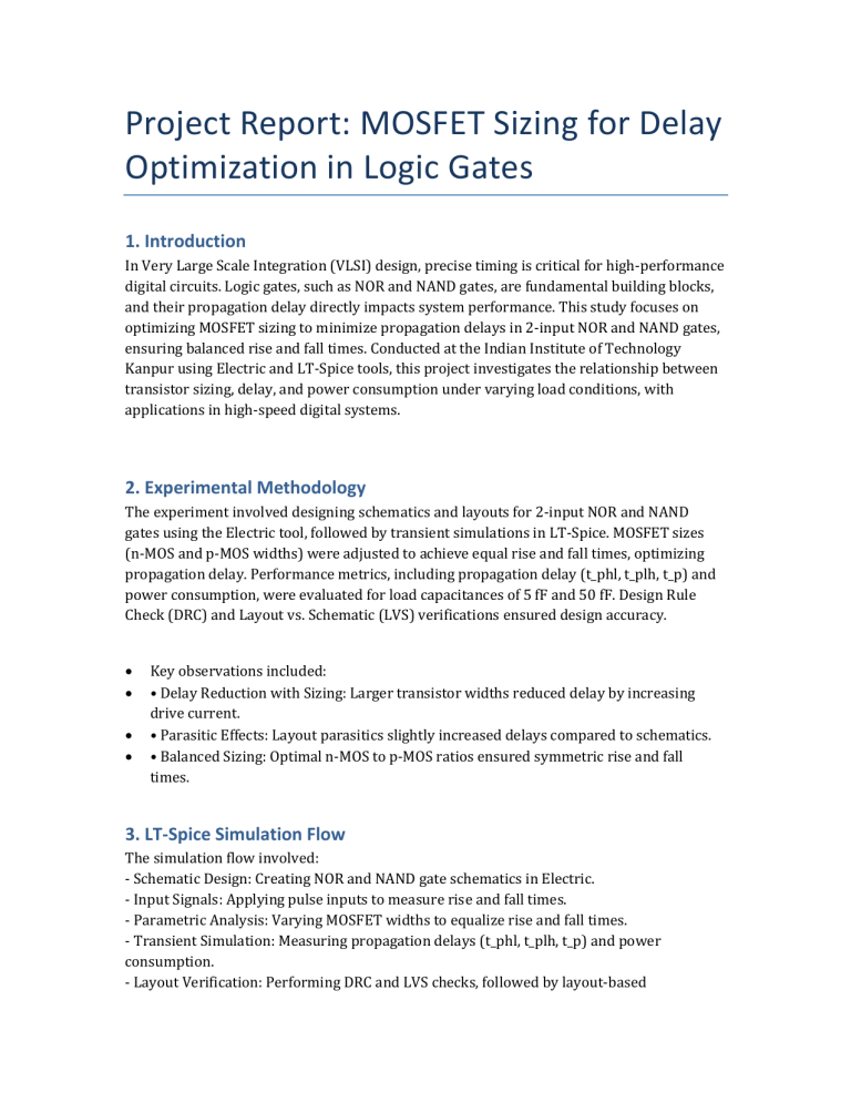 MOSFET Sizing for Delay Optimization in Logic Gates