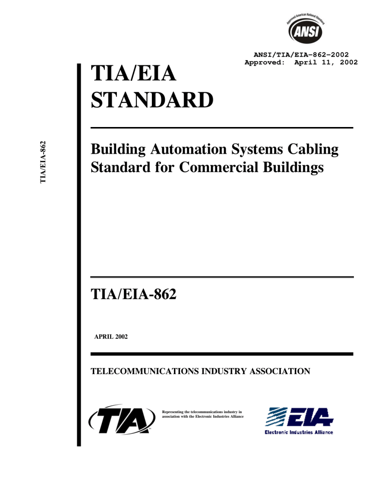 TIA/EIA-862: Building Automation Systems Cabling Standard