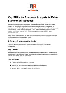 Key Skills for Business Analysts for Stakeholder Success