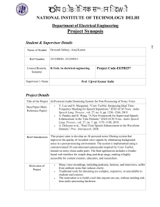AI Audio Denoising Project Synopsis - NIT Delhi