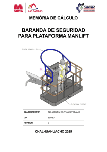 Memoria de C&aacute;lculo Baranda de Seguridad Plataforma Manlift
