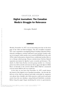 Digital Journalism in Canada: Media's Struggle for Relevance