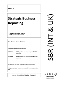Strategic Business Reporting Exam Paper - September 2024