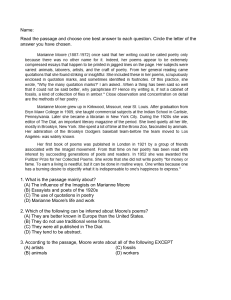 Marianne Moore Reading Comprehension Exercise