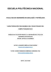 Caracterizaci&oacute;n Fisicoqu&iacute;mica del Crudo Pesado Pungarayacu