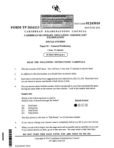 CSEC Social Studies Exam Paper - General Proficiency