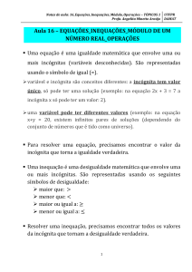 Equa&ccedil;&otilde;es, Inequa&ccedil;&otilde;es e M&oacute;dulo: Notas de Aula