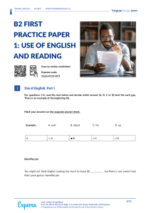 B2 First Practice Paper: Use of English & Reading