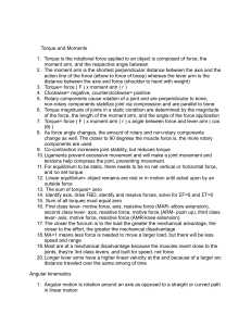 Torque, Kinematics, Kinetics Lecture Notes