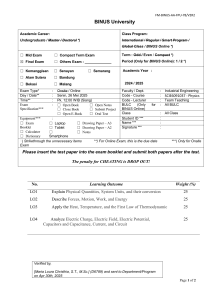 Physics Exam Paper - BINUS University