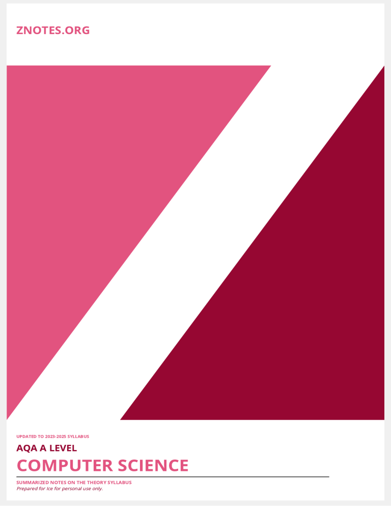 AQA A Level Computer Science: Summarized Theory Notes