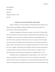 Iphigenia in Aulis: A Noble Sacrifice Analysis