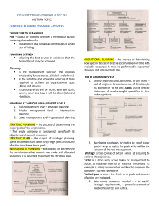 Engineering Management Midterm Topics: Planning & Organizing