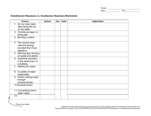 Endothermic vs. Exothermic Reactions Chemistry Worksheet