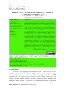 Fix Up Strategy & Reading Comprehension: A Research Study