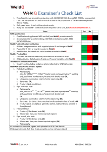 Welder Qualification Examiner's Checklist