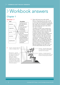 Cambridge IGCSE Biology Workbook Answers - Chapter 1-3