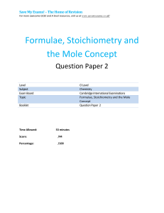 Chemistry O Level: Stoichiometry & Mole Concept Question Paper