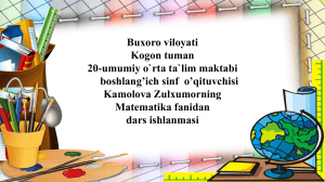 Matematika dars ishlanmasi: Sonlarni taqqoslash