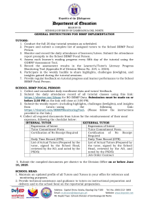 DepEd Zamboanga del Norte: BBMP Implementation General Instructions