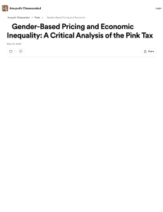 Gender-Based Pricing & Economic Inequality: Pink Tax Analysis