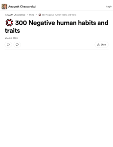 300 Negative Human Habits and Traits: A Comprehensive List
