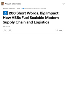 ABBs & Scalable Supply Chains: 200 Short Words, Big Impact