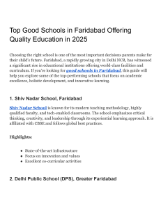 Top Schools in Faridabad: Quality Education Guide 2025