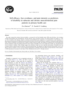 Self-Efficacy & Pain Disability: A Primary Care Study