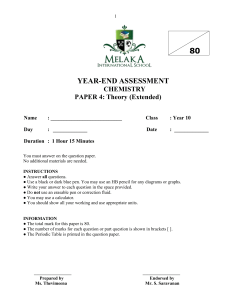 Year 10 Chemistry Exam Paper: Theory & Extended Concepts