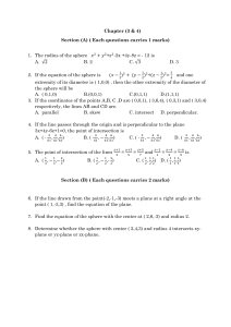 3D Geometry Exam: Spheres, Lines, and Planes