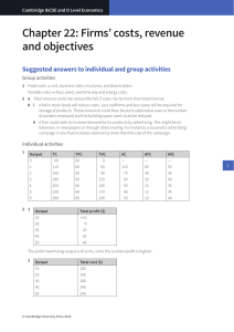 Economics: Firms' Costs, Revenue & Objectives - Answer Key
