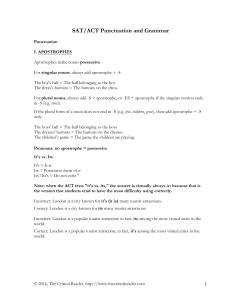 SAT/ACT Punctuation & Grammar: Apostrophes, Commas, More