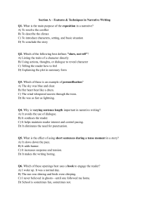 Narrative Writing Techniques Quiz